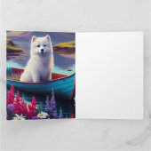 American Eskimo Dog on Paddle: Een Schilderachtig  Kaart (Binnen)