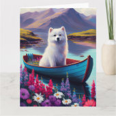 American Eskimo Dog on Paddle: Een Schilderachtig  Kaart (Voorkant)
