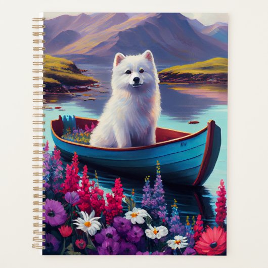 American Eskimo Dog on Paddle: Een Schilderachtig  Planner (Voorkant)