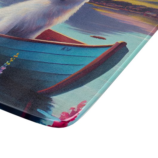 American Eskimo Dog on Paddle: Een Schilderachtig Snijplank (Hoek)