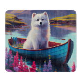 American Eskimo Dog on Paddle: Een Schilderachtig  Snijplank (Voorkant)