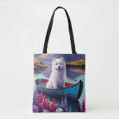 American Eskimo Dog on Paddle: Een Schilderachtig Tote Bag (Voorkant)