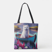 American Eskimo Dog on Paddle: Een Schilderachtig Tote Bag (Achterkant)