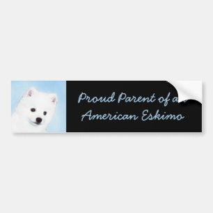 American Eskimo Dog Painting - Original Dog Art Bumpersticker