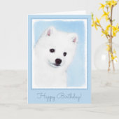 American Eskimo Dog Painting - Original Dog Art Kaart (Gele Bloem)