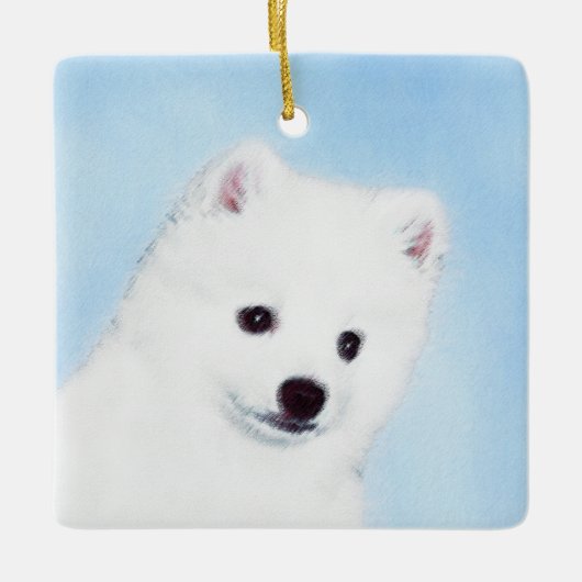 American Eskimo Dog Painting - Original Dog Art Keramisch Ornament (Voorkant)