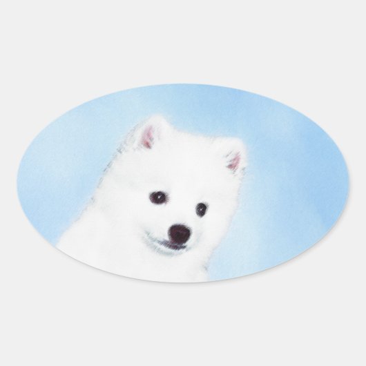 American Eskimo Dog Painting - Original Dog Art Ovale Sticker (Voorkant)