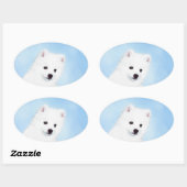 American Eskimo Dog Painting - Original Dog Art Ovale Sticker (Vel)
