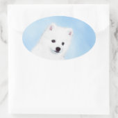 American Eskimo Dog Painting - Original Dog Art Ovale Sticker (Tas)