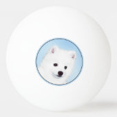 American Eskimo Dog Painting - Original Dog Art Pingpongbal (Achterkant)