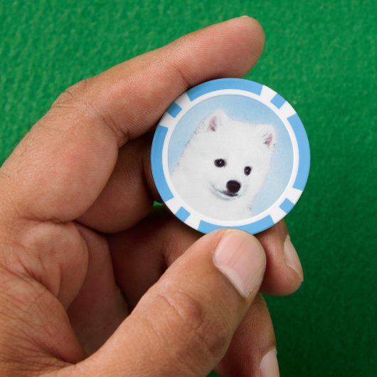 American Eskimo Dog Painting - Original Dog Art Poker Chips (Hand)