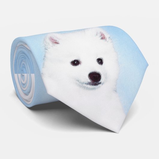 American Eskimo Dog Painting - Original Dog Art Stropdas (Opgerold)