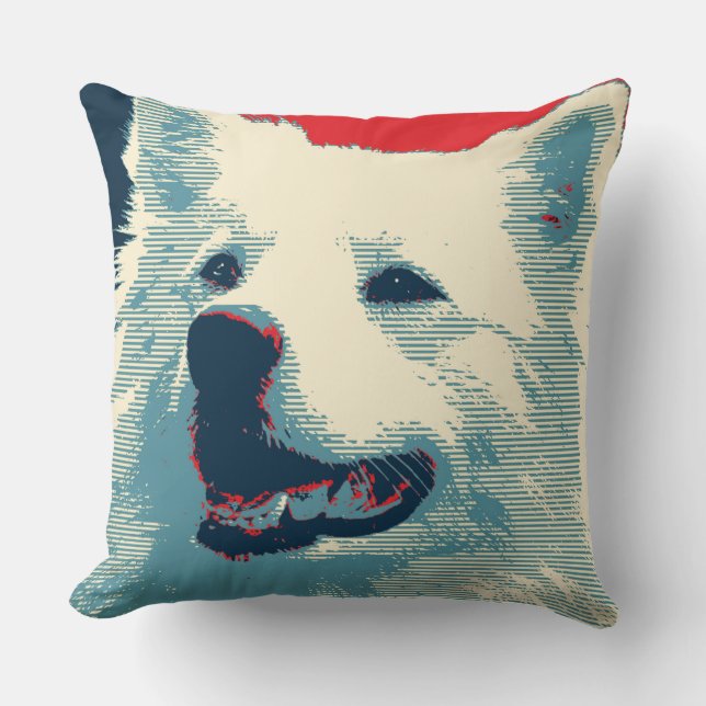 American Eskimo Dog Political Hope Parody Kussen (Voorkant)