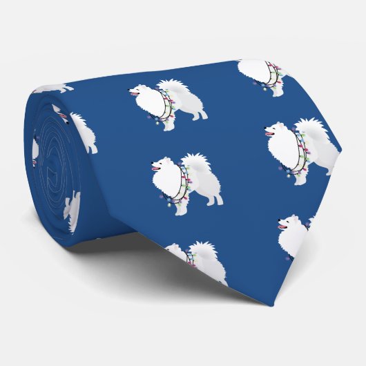 American Eskimo Dog Prettige feestdagen Design Stropdas (Opgerold)
