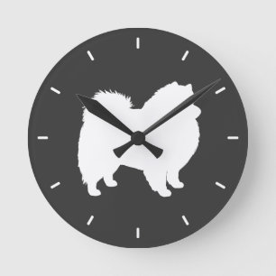 American Eskimo Dog Silhouette Ronde Klok
