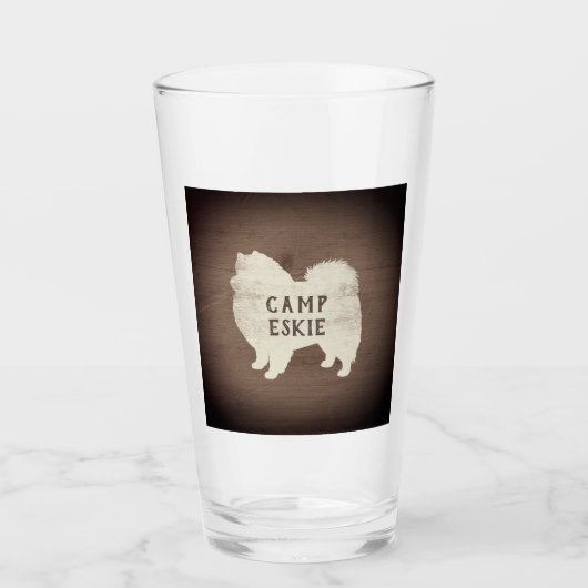 American Eskimo Dog Silhouette Rustiek Gepersonali Glas (Voorkant)