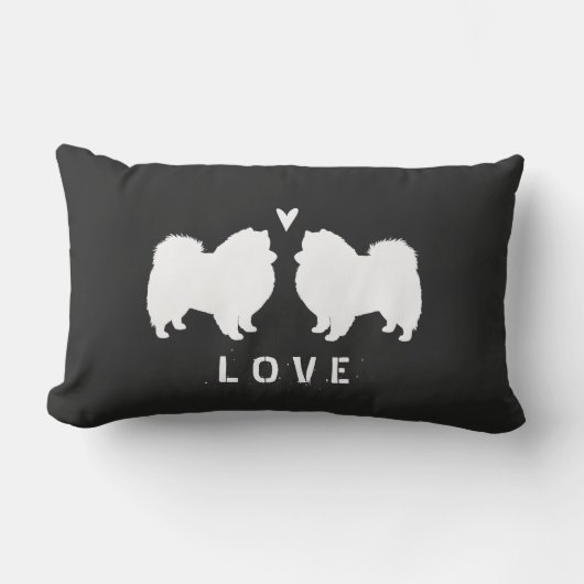 American Eskimo Dog Silhouettes Love Kussen (Voorkant)