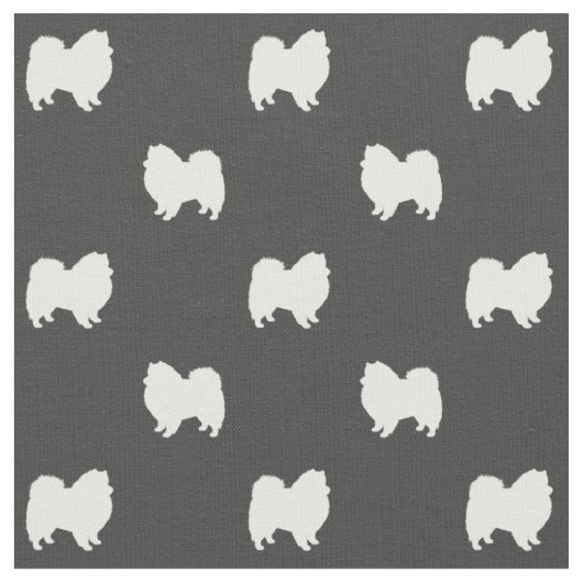 American Eskimo Dog Silhouettes Pattered Stof (Close Up)