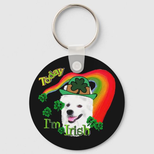 American Eskimo Dog St Patricks Sleutelhanger (Voorkant)