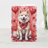 American Eskimo Dog Valentine’s Day with Hearts Kaart (Voorkant)