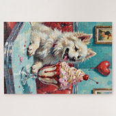 American Eskimo Dog Valentine's Day Heart Sundae Legpuzzel (Horizontaal)
