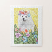 American Eskimo Dog with Flowers Spring Legpuzzel (Verticaal)
