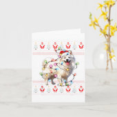 American Eskimo Dog Xmas Lights Ugly Sweater Chris Kaart (Gele Bloem)