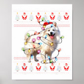 American Eskimo Dog Xmas Lights Ugly Sweater Chris Poster (Voorkant)