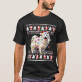 American Eskimo Dog Xmas Lights Ugly Sweater Chris T-shirt (Voorkant)