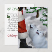 American Eskimo Dogs Ontmoet Santa Christmas Kaart (Voorkant / Achterkant)