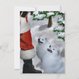 American Eskimo Dogs Ontmoet Santa Christmas Kaart