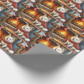 American Eskimo Fireplace with Christmas Lights Cadeaupapier (Hoek)