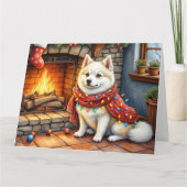 American Eskimo Fireplace with Christmas Lights Kaart (Voorkant)