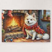 American Eskimo Fireplace with Christmas Lights Legpuzzel (Horizontaal)