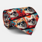 American Eskimo Heart Rozen Valentijnsdag Stropdas (Opgerold)