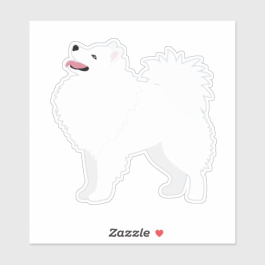 American Eskimo Hondenras Side Uitzicht Silhouette Sticker (Vel)