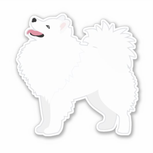 American Eskimo Hondenras Side Uitzicht Silhouette Sticker (Voorkant)