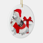 American Eskimo in santa suite Keramisch Ornament (Rechts)