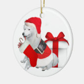 American Eskimo in santa suite Keramisch Ornament (Links)