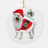 American Eskimo in santa suite Keramisch Ornament (Achterkant)