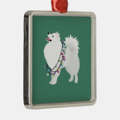 American Eskimo kerstdesign Metalen Ornament (Rechts)