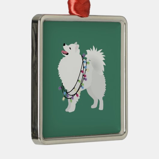 American Eskimo kerstdesign Metalen Ornament (Rechts)