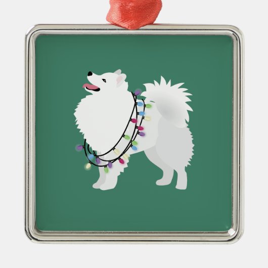 American Eskimo kerstdesign Metalen Ornament (Voorkant)