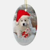 American Eskimo Merry kerstversiering Keramisch Ornament (Rechts)