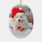 American Eskimo Merry kerstversiering Keramisch Ornament (Voorkant)