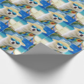American Eskimo op Beach, zomercadeau voor hondenl Cadeaupapier (Hoek)