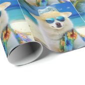 American Eskimo op Beach, zomercadeau voor hondenl Cadeaupapier (Rol Hoek)