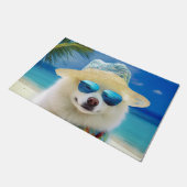 American Eskimo op Beach, zomercadeau voor hondenl Deurmat (Schuin)