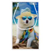 American Eskimo op Beach, zomercadeau voor hondenl Klein Cadeauzakje (Achterkant)
