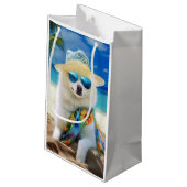 American Eskimo op Beach, zomercadeau voor hondenl Klein Cadeauzakje (Achterkant Gekanteld)